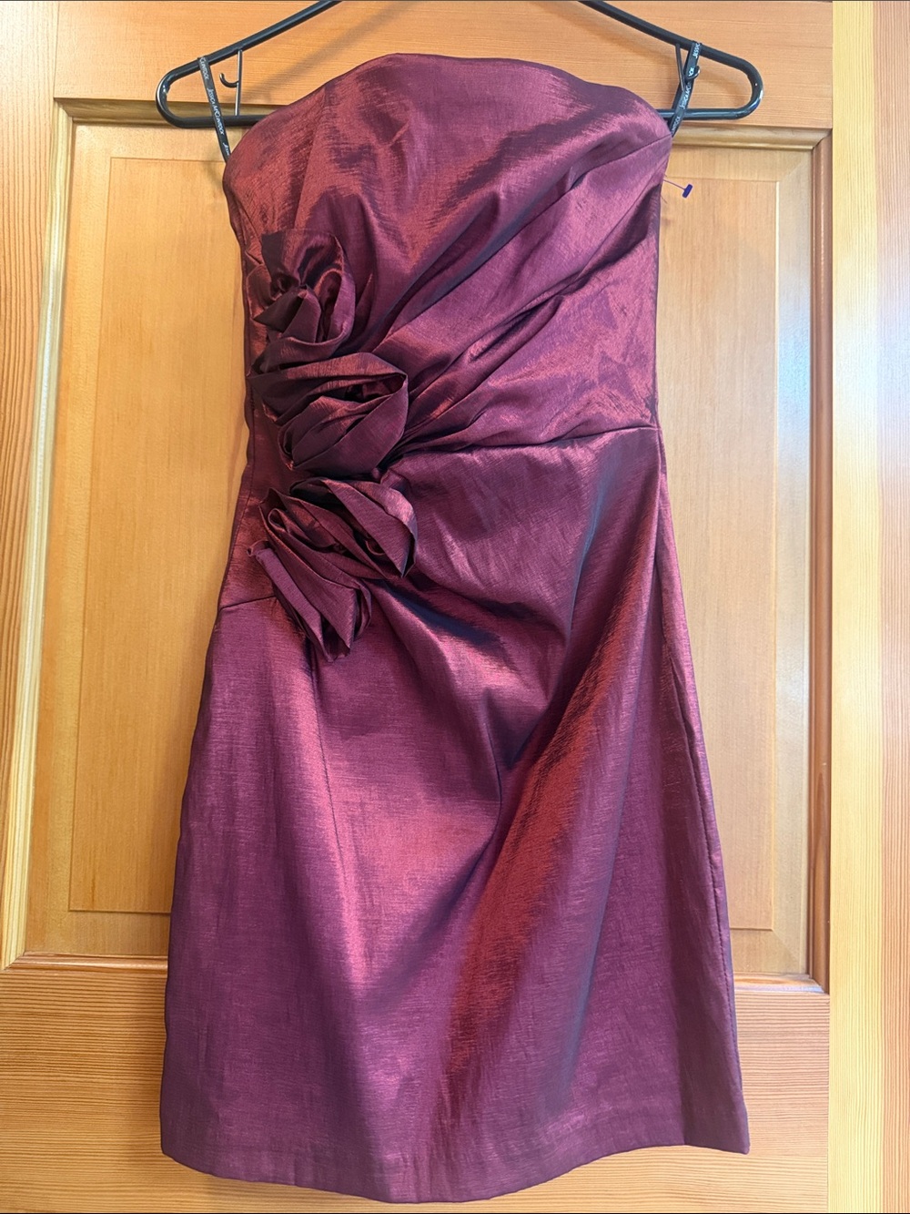 Vintage Jessica McClintock II Burgundy Strapless Rosette Formal Dress Size 5